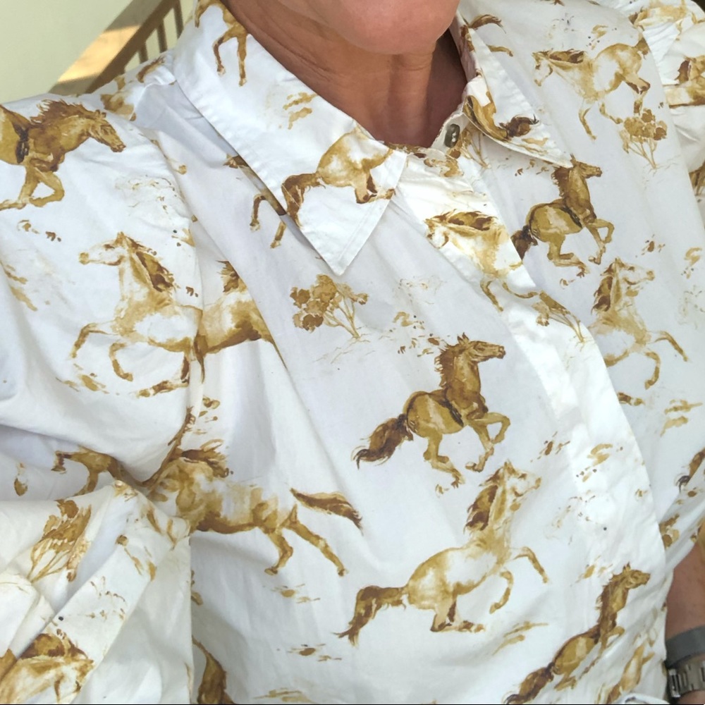 Ganni Horse Fabric Wrap Blouse